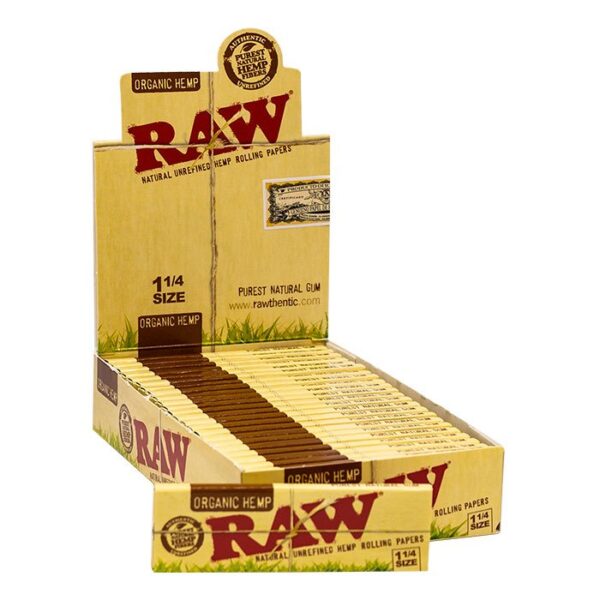 Raw Organic Hemp 1 1/4 Rolling Paper (32 Leaves in Pack) - Image 2