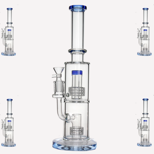 Double Showerhead Perc 14mm Bowl Bong 13"