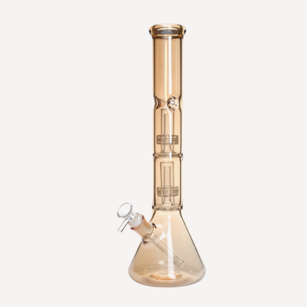 Holographic champagne Double Showerhead Perc Bong 16"