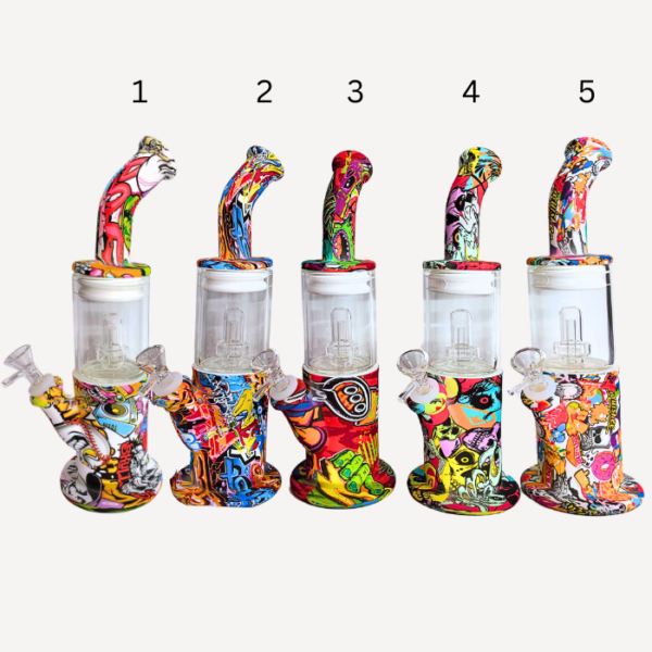 Cartoon Design Silicone and Glass Bong 11.5" - Image 2