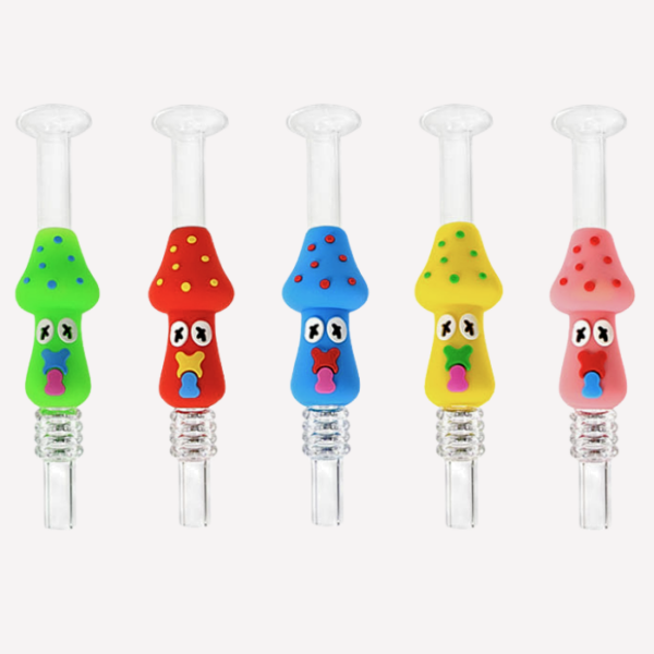 Colourful Mushroom Silicone And Glass Nectar Collector 5"