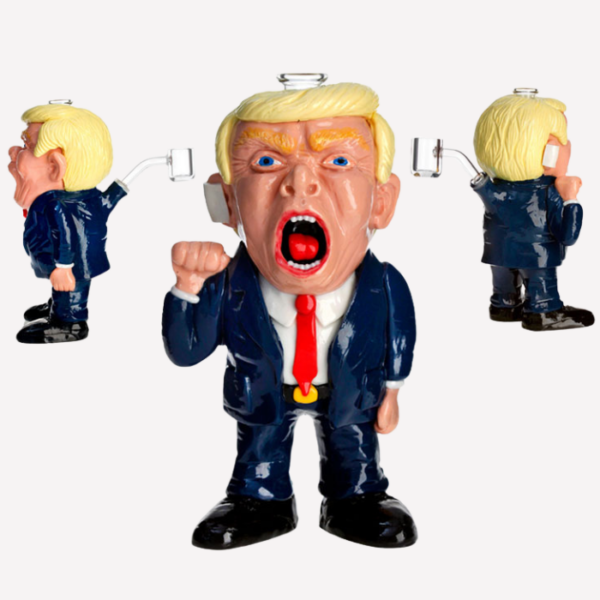 American President with Ear Bandage 3D Hand Painted Glass Dab Rig 8"